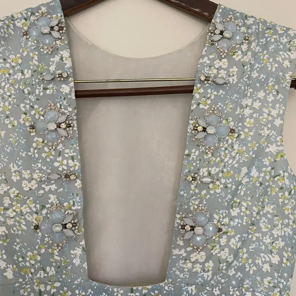 Tory Burch Beaded Dress Size 4 Side Zip, fully lined. Open back